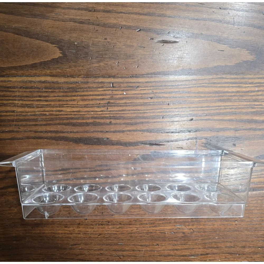 Clear Plastic Refrigerator Egg Holder Tray 12 Count Stackable Bin‎ with Handles